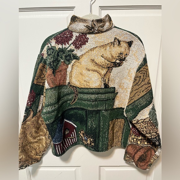Vintage Tapestry cat jacket coat women’s cotton Maxson Tapestri USA one size OS - Picture 4 of 7